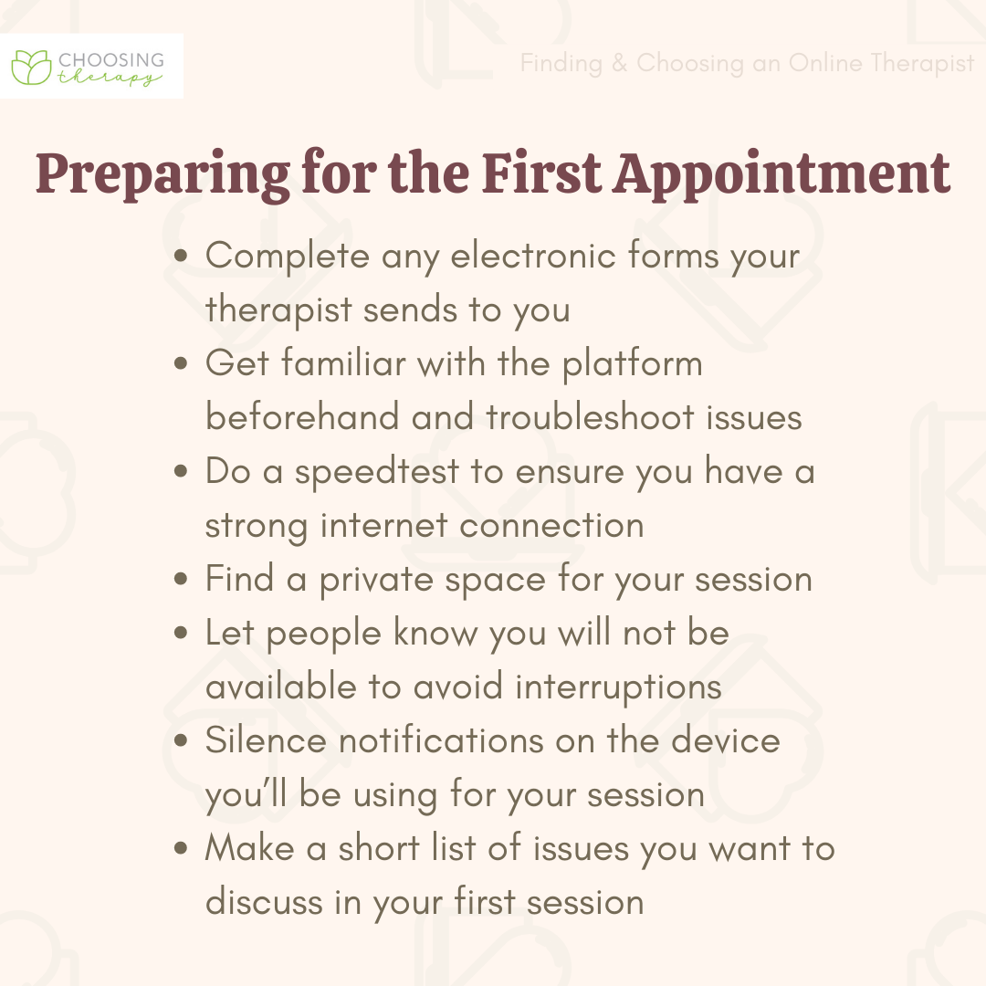 Preparing for your first online therapy appointment.