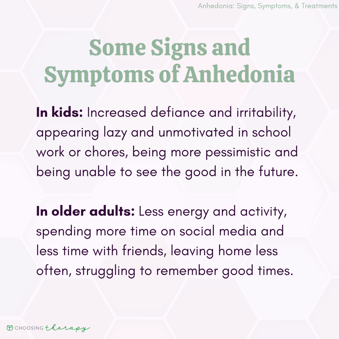 Signs and Symptoms of Anhedonia