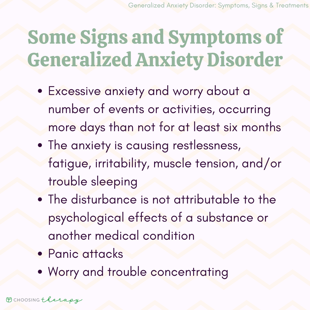 Signs and Symptoms of Generalized Anxiety Disorder