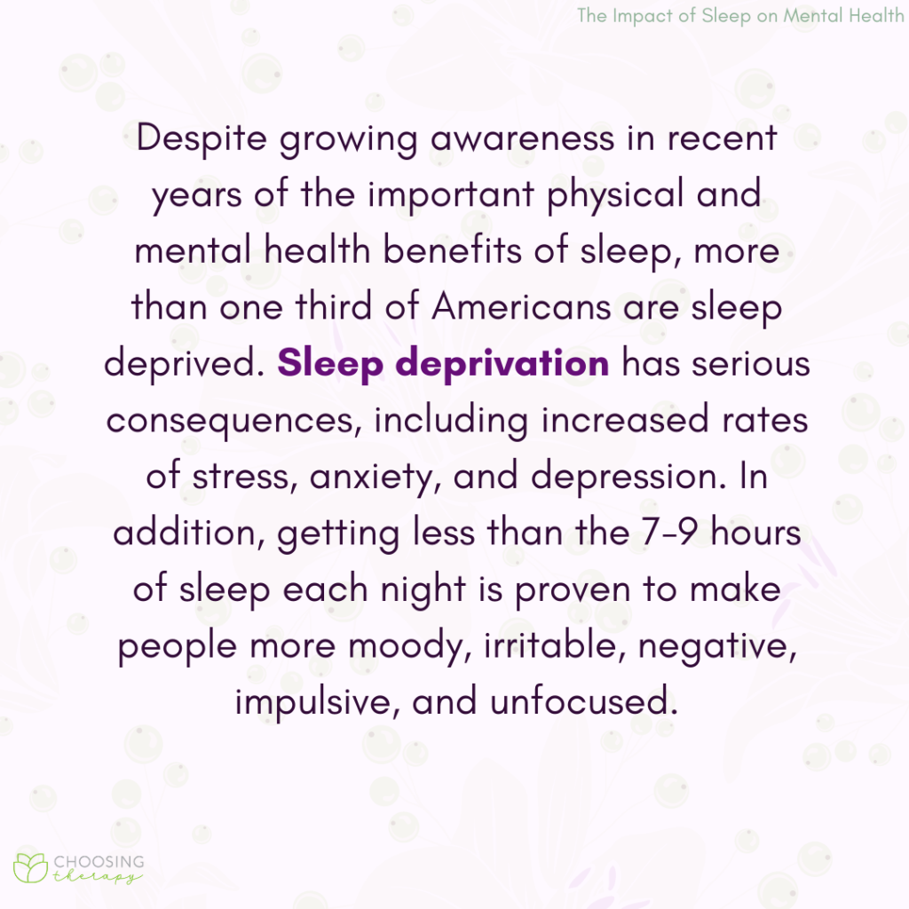 The Impact of Sleep on Mental Health - Choosing Therapy