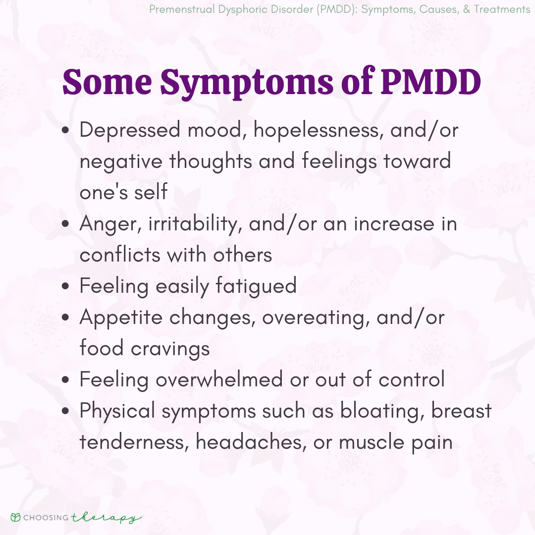 Symptoms of Premenstrual Dysphoric Disorder (PMDD)