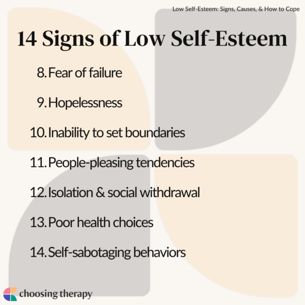 Low Self-Esteem: Signs, Causes, & How to Cope | ChoosingTherapy.com
