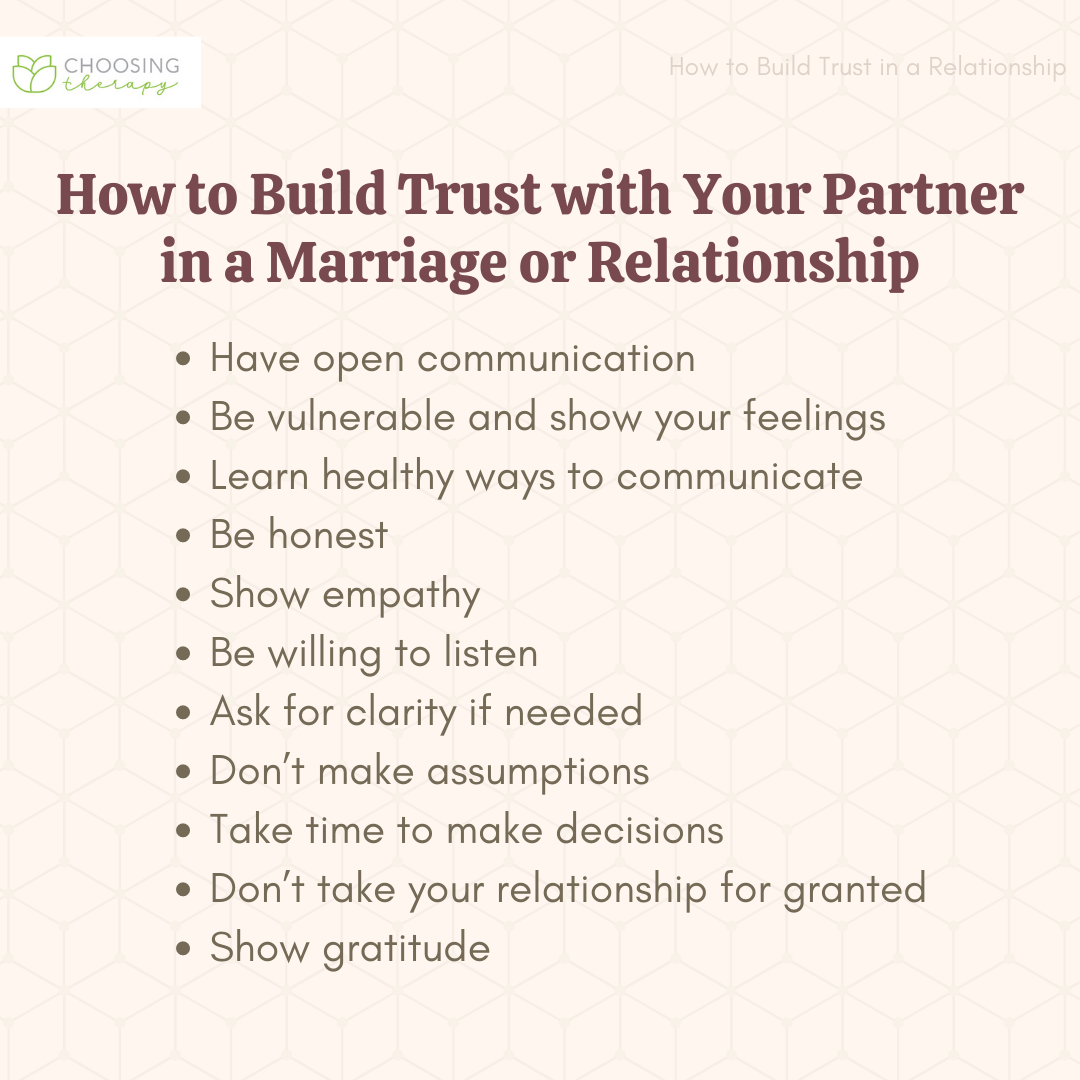 How to Build Trust With Your Partner in a Marriage or Relationship