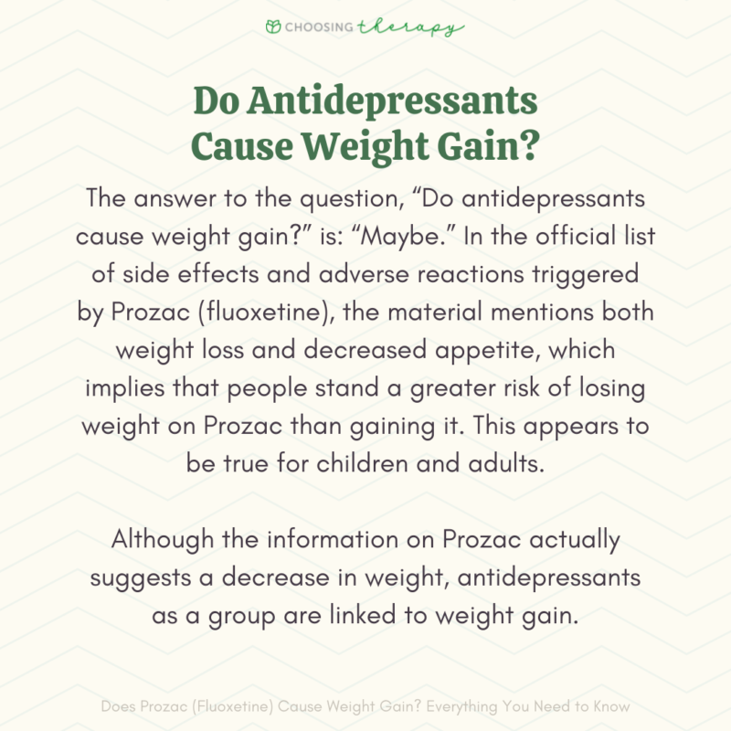 Does Taking Prozac Cause Weight Gain 