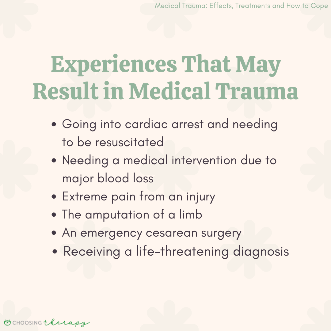 Experiences That May Results in Medical Trauma