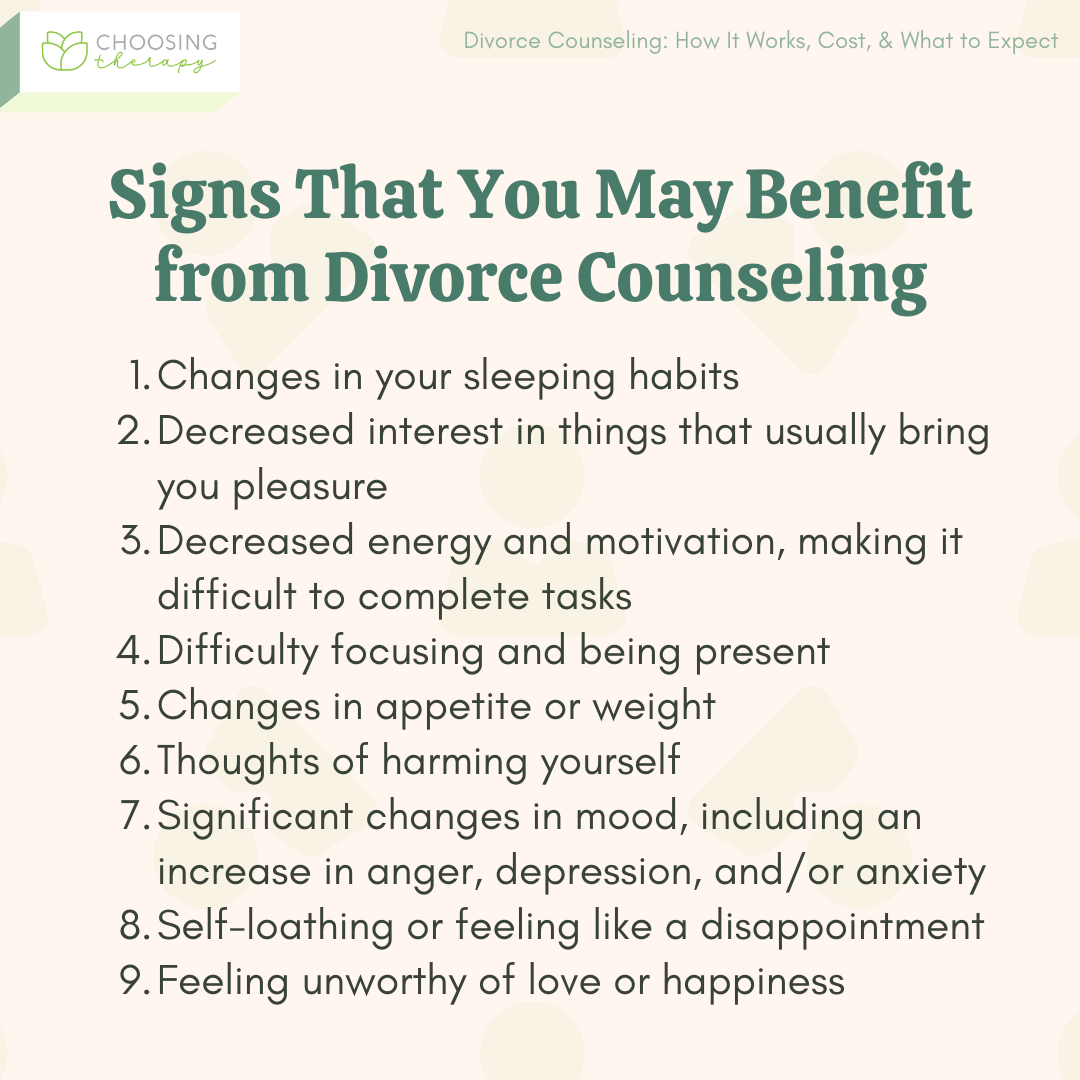 Signs That You May Benefit from Divorce Counseling