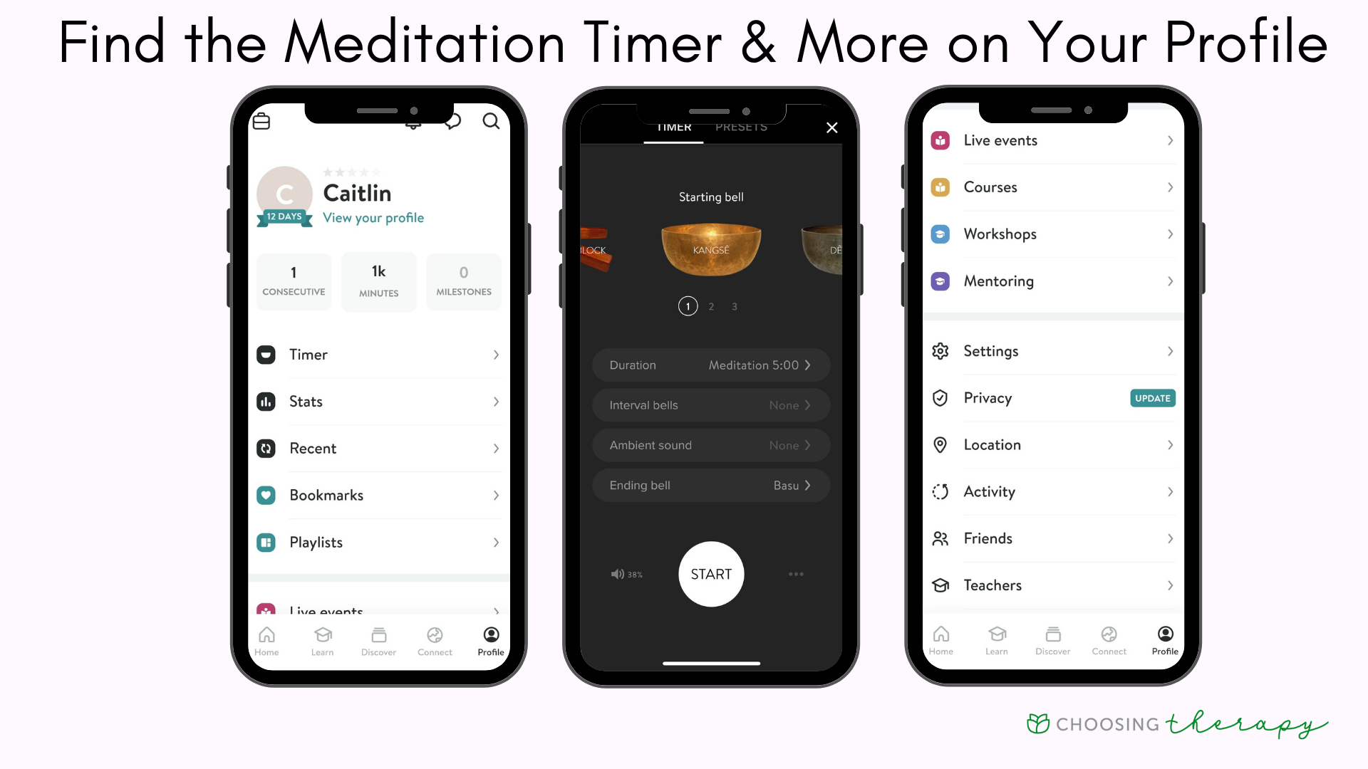 Insight Timer App Review 2022 - Image of your profile which gives you access to the meditation timer