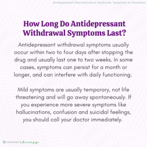How Long Do Antidepressant Withdrawal Symptoms Last