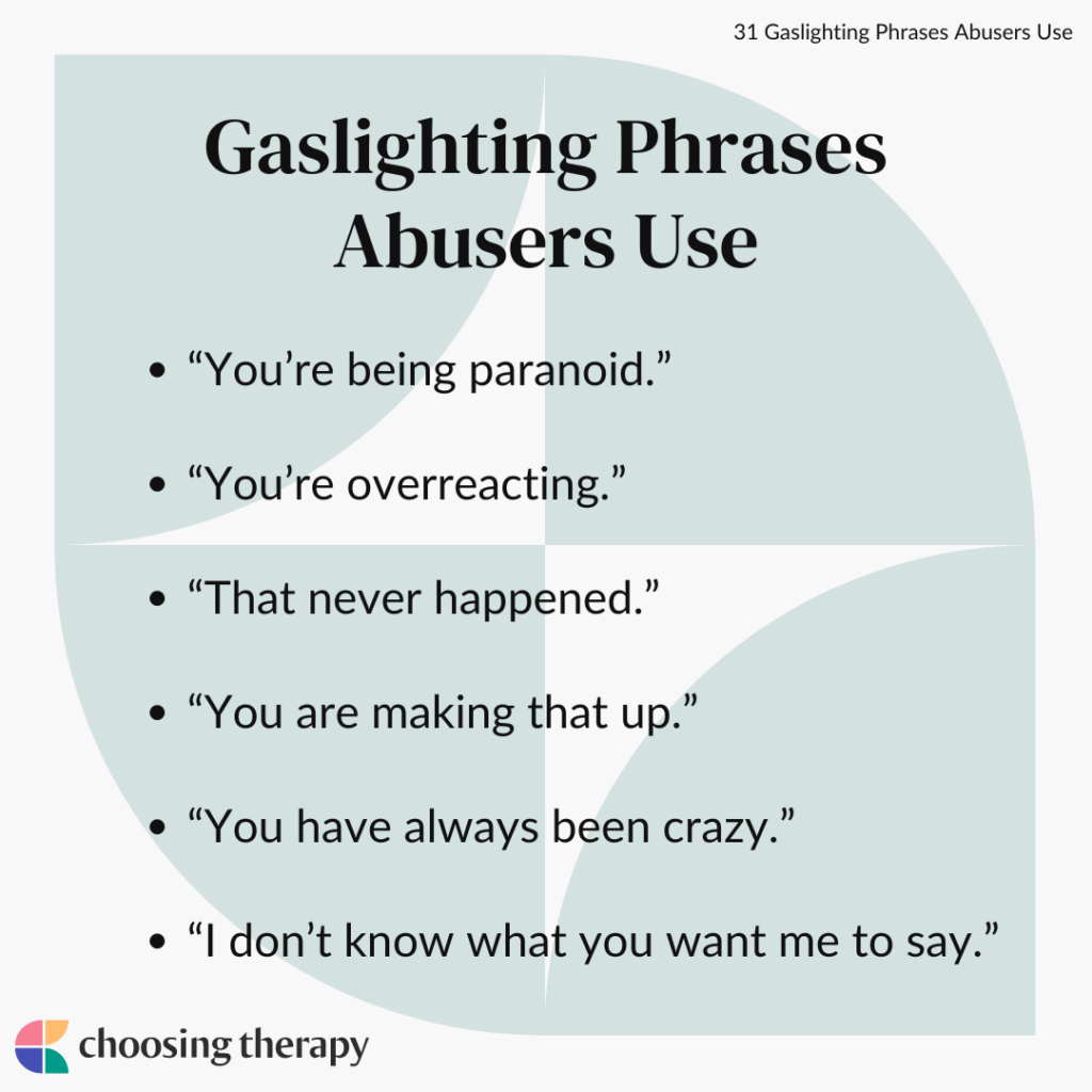 Gaslighting Phrases Abusers Use
