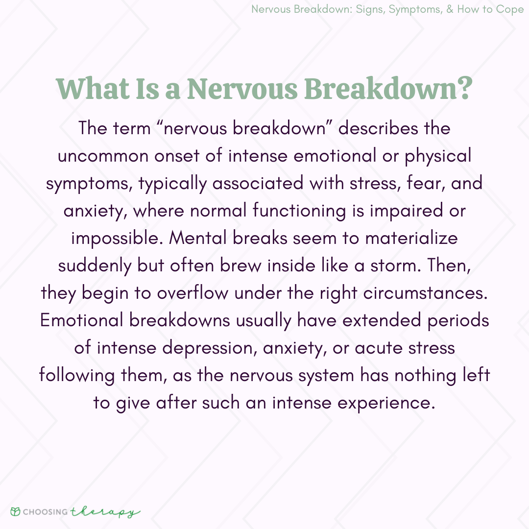 Symptoms and Signs of a Nervous (Mental) Breakdown