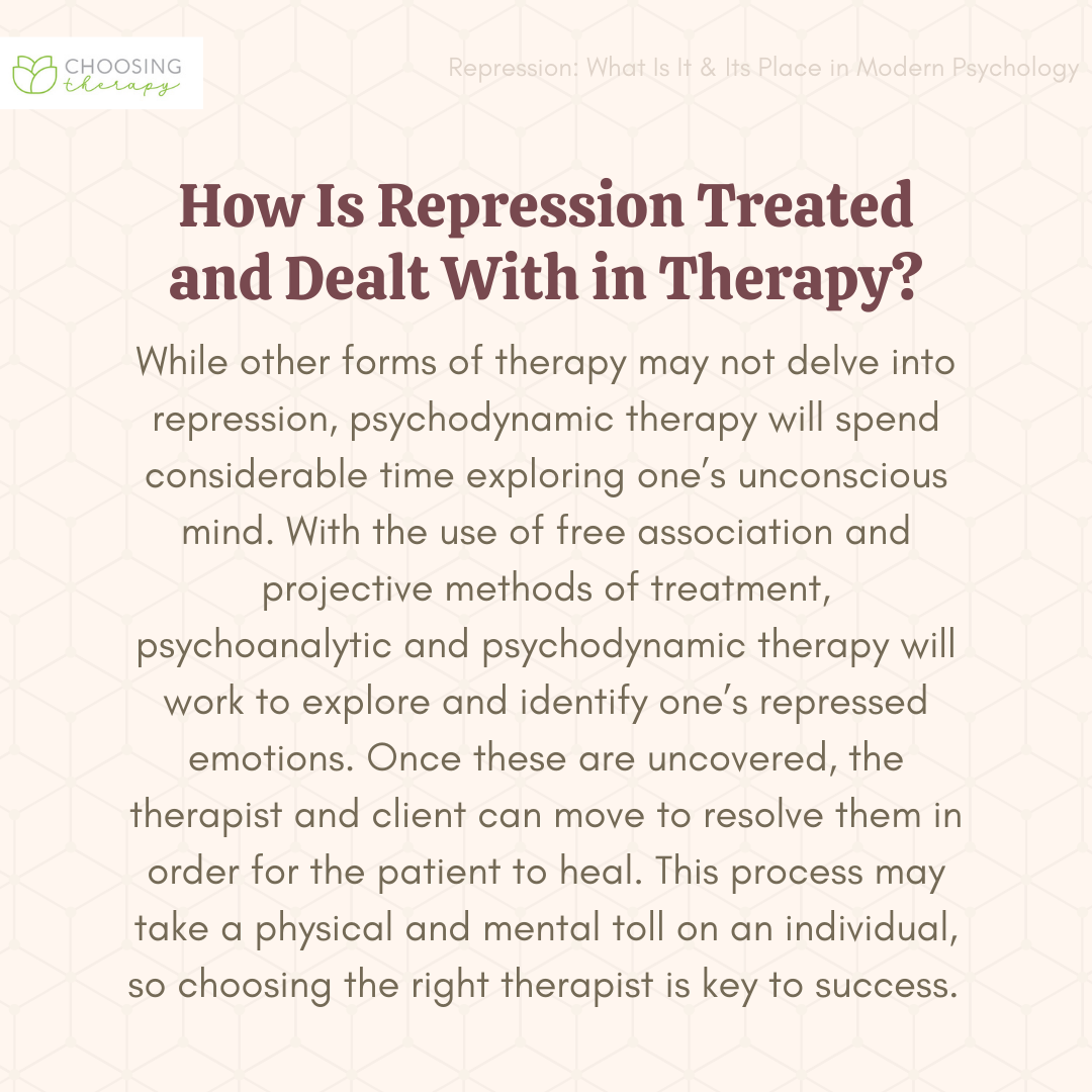 How is Repression treated and Dealt with in Therapy