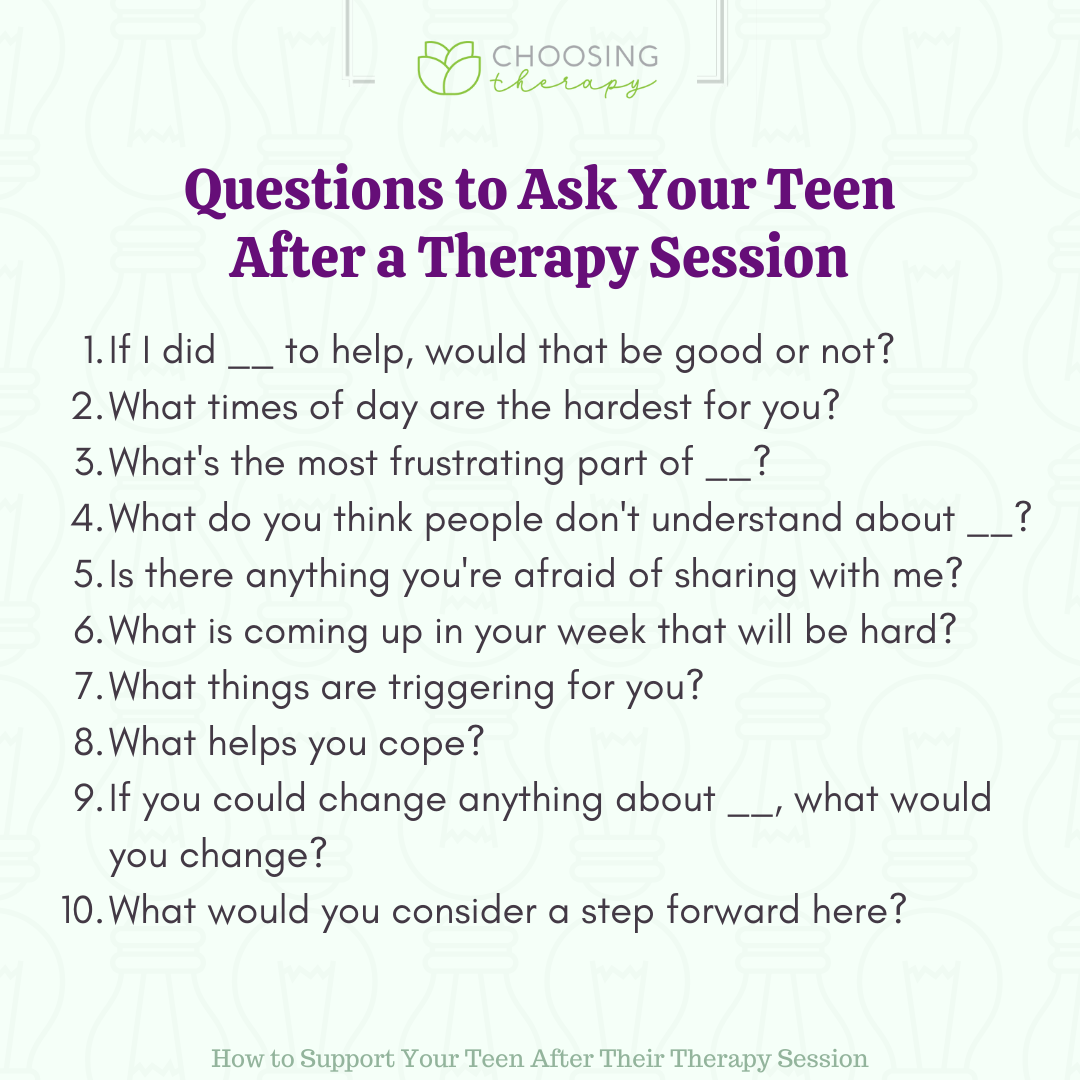 Questions to Ask your Teen After a Therapy Session