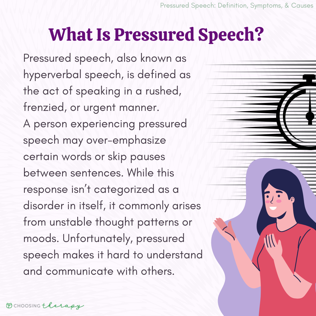 is pressured speech a symptom of anxiety