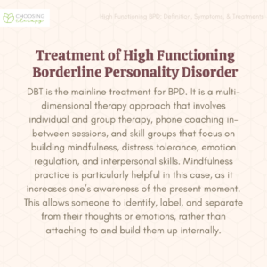 Treatment of High Functioning Borderline Personality Disorder