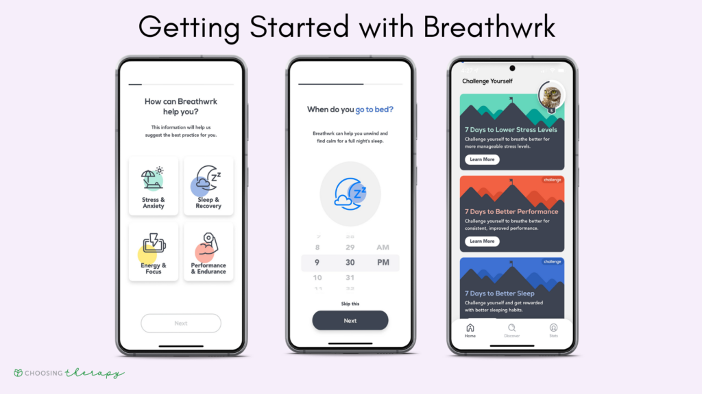 Breathwrk app review 2022 - images of how to get started with app
