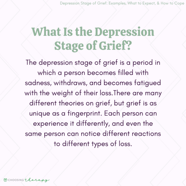 What happens in the Depression Stage of Grief?