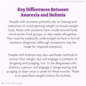 Key Differences Between Anorexia and Bulimia