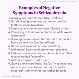 Examples of Negative Symptoms in Schizophrenia