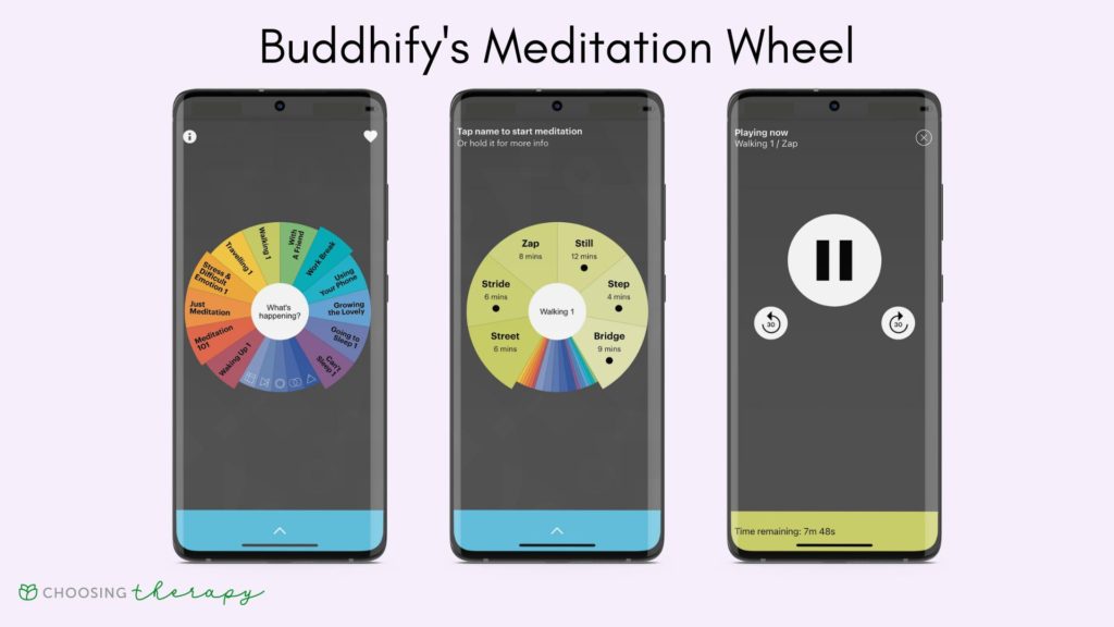 Buddhify App Review 2022 -- Image of what Buddhify's meditation wheel looks like