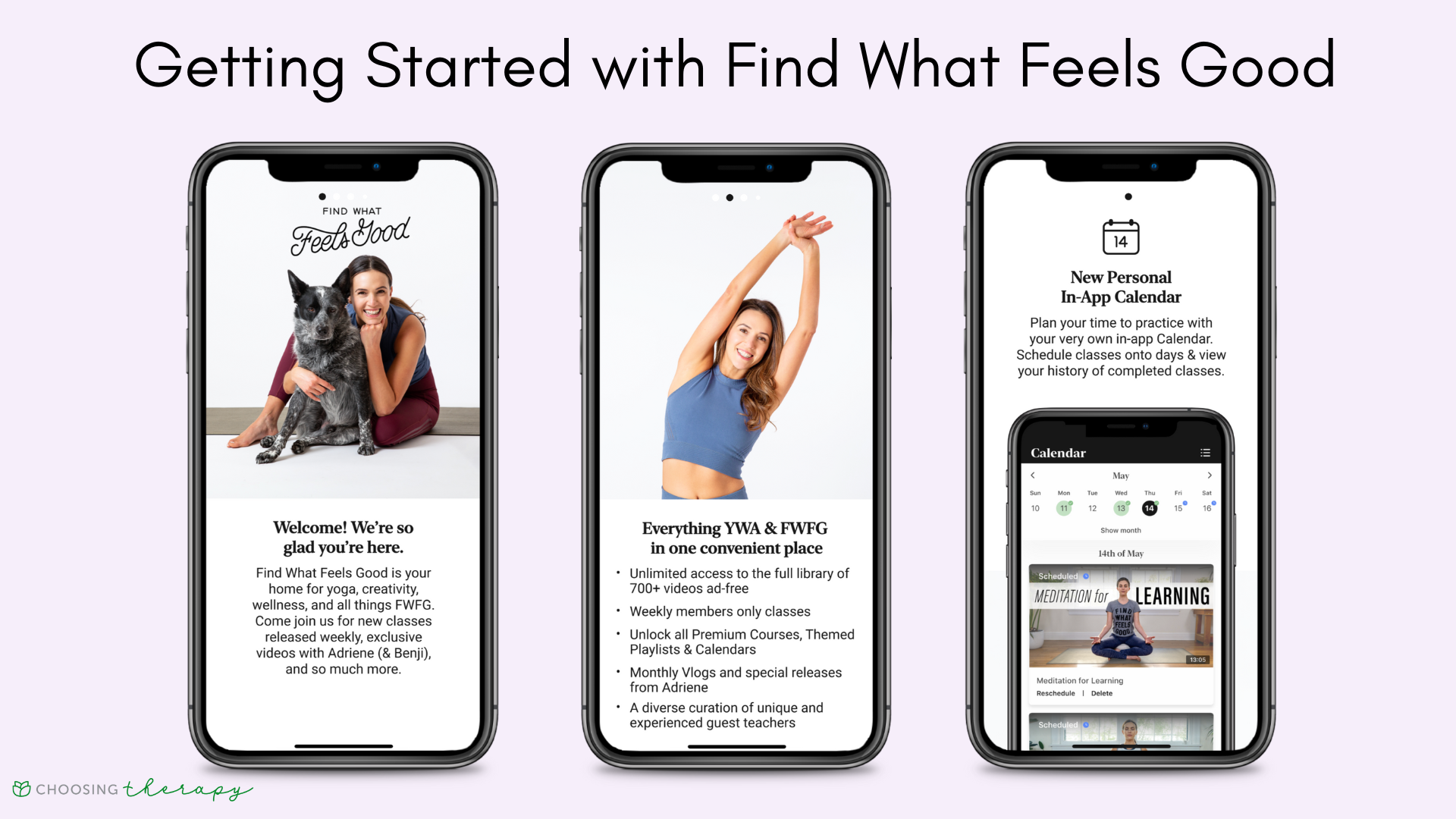 FWFG app review 2022 - three images of how to start with the FWFG app