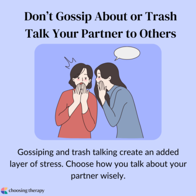 Don't Gossip About or Trash Talk Your Partner to Others