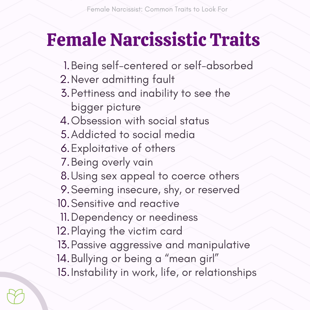 15 Common Female Narcissist Traits