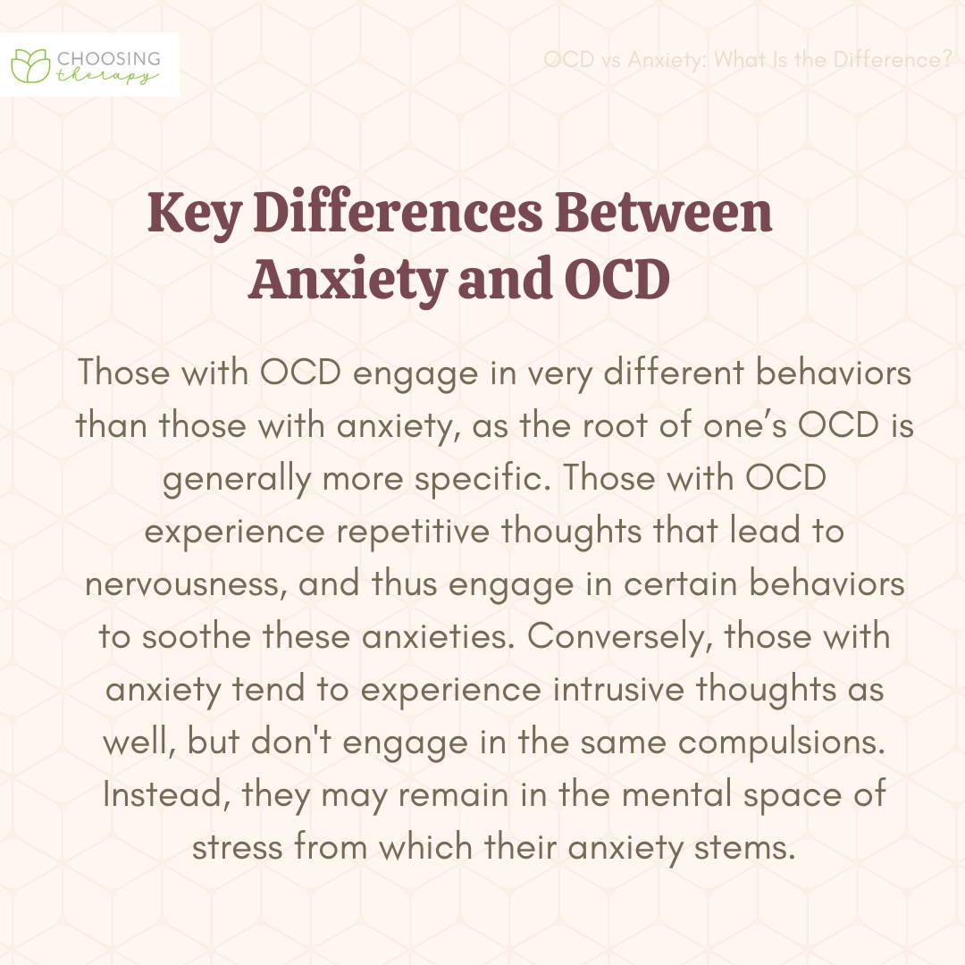 Key Differences Between Anxiety and OCD