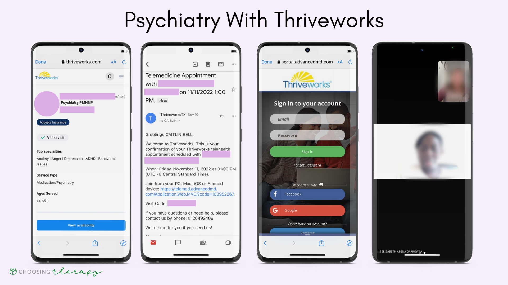 Thriveworks Review 2022 - Image of how to attend a psychiatry appointment with Thriveworks