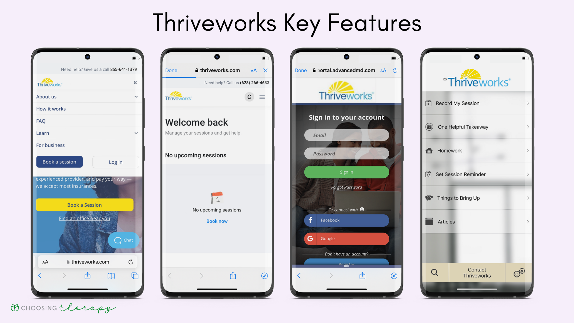 Thriveworks Review 2022 - Image of the key features of how Thriveworks works