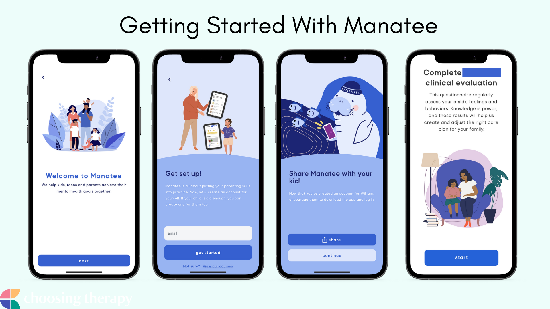 Image of getting started with care in the Manatee app