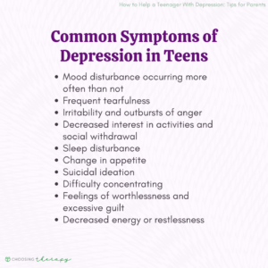 Common Symptoms of Depression in Teens may Include