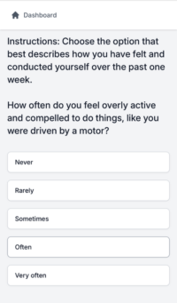 Screenshot of ADHD Online smart assessment initial questions