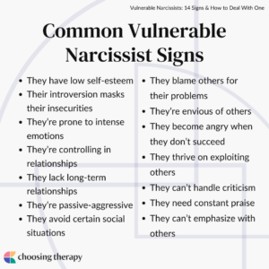 Common Vulnerable Narcissist Signs