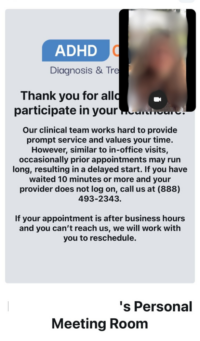 Screenshot of ADHD Online virtual meeting room