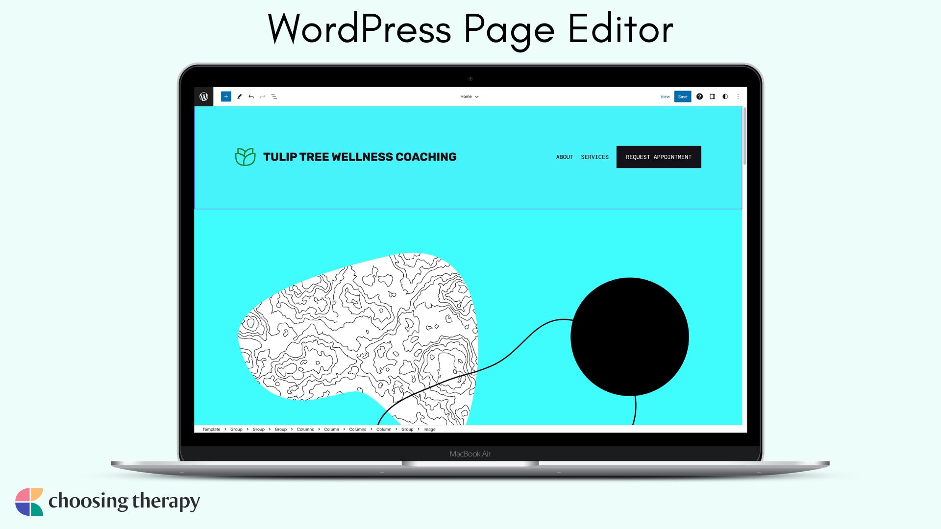 WordPress review_ Image of wordpress page editor on home page
