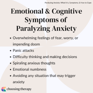 Emotional and cognitive symptoms of paralyzing anxiety