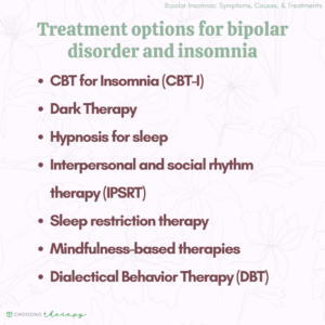Treatment options for bipolar disorder and Insomnia