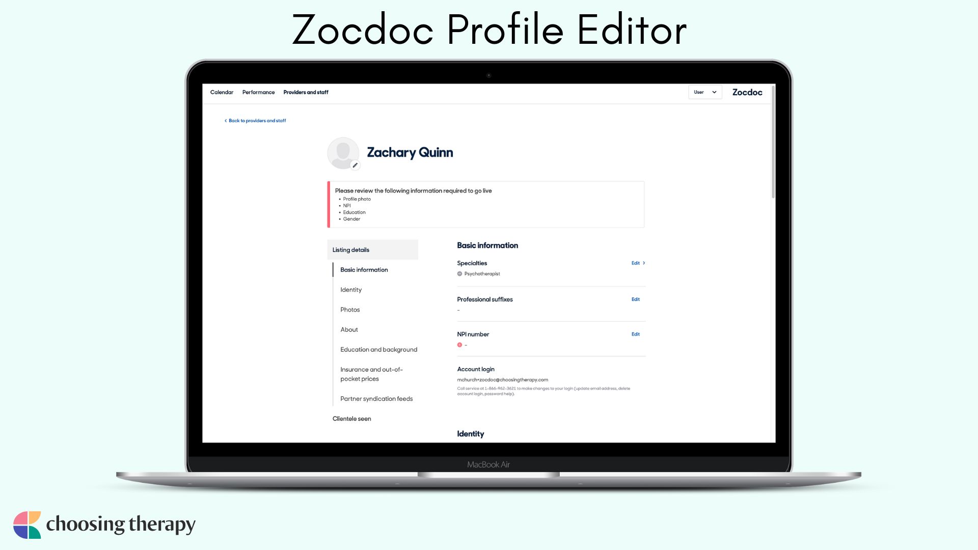 Image of Zocdoc Profile Editor