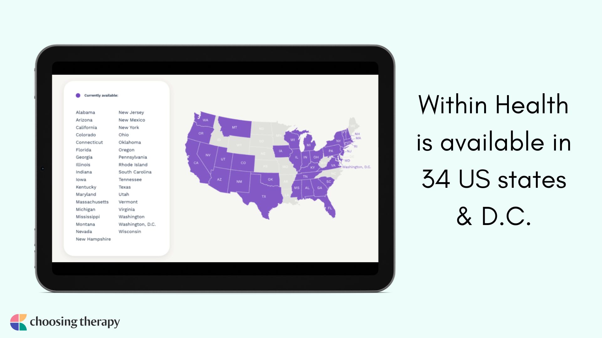 Image of Within Health is available in 34 US states & D.C.