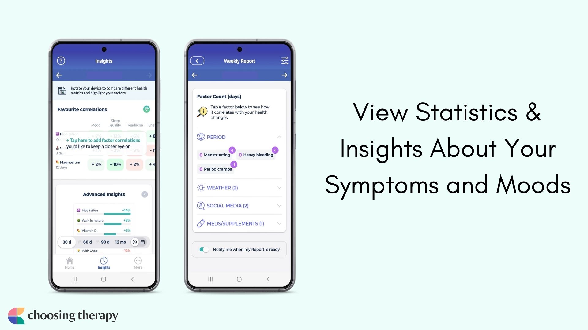 Image of View Statistics & Insights About Your Symptoms and Moods