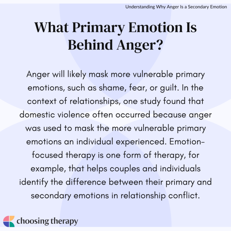 Is Anger a Secondary Emotion?