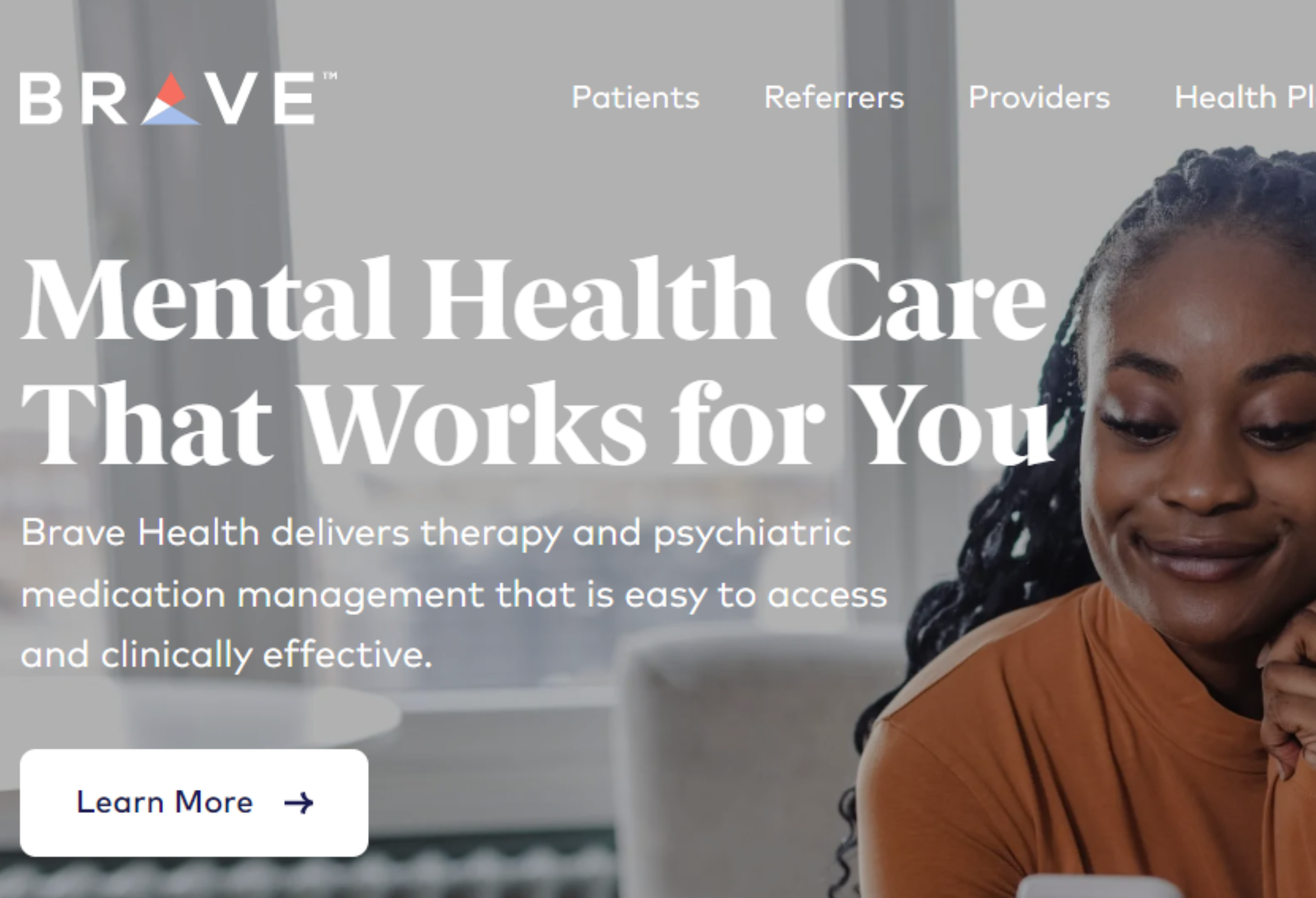 Image of Brave Health Online Home Page