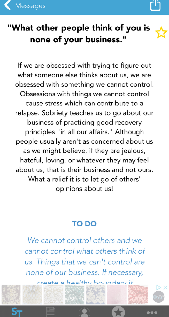 SoberTool inspirational message page