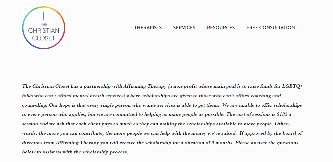 The Christian Closet is in partnership with Affirming Therapy