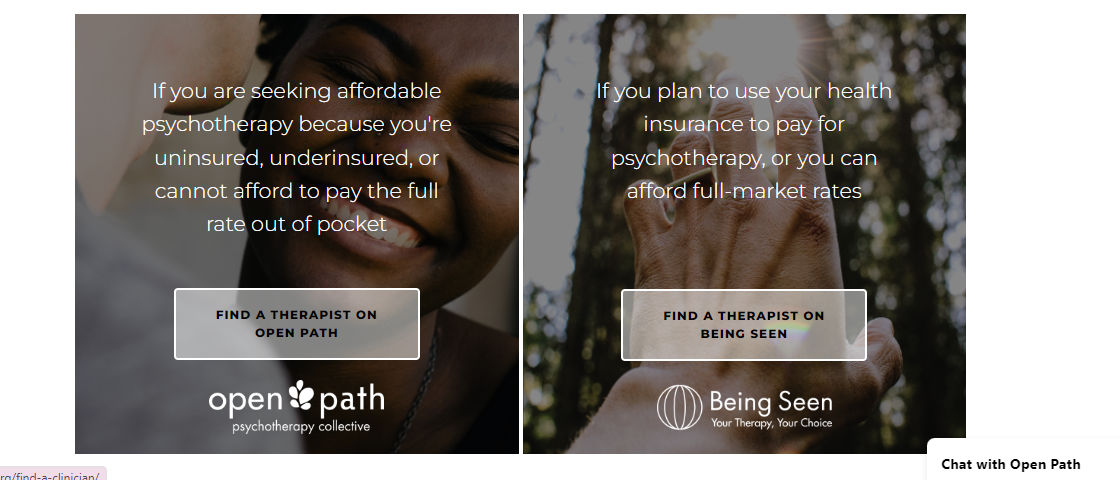 Open Path helps users find affordable or covered online therapy