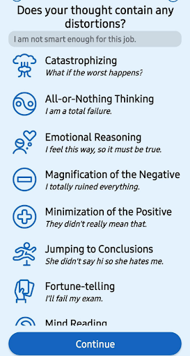 CBT Thought Diary Distortions