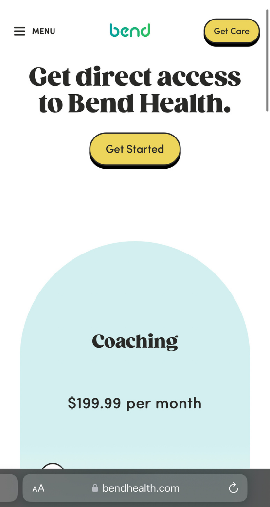 Bend Health coaching plan