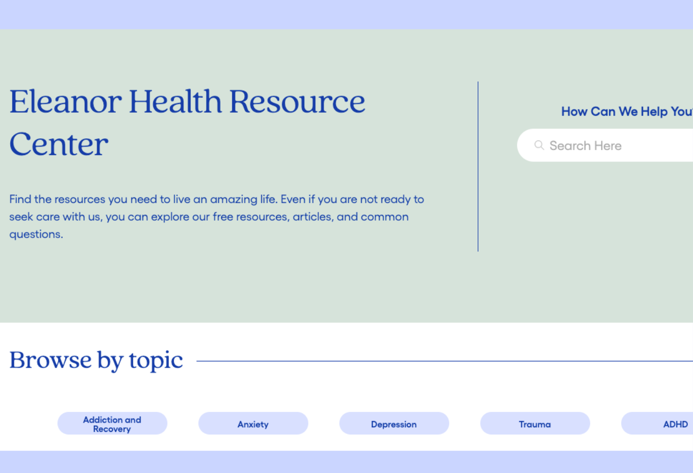 Eleanor Health resource center page