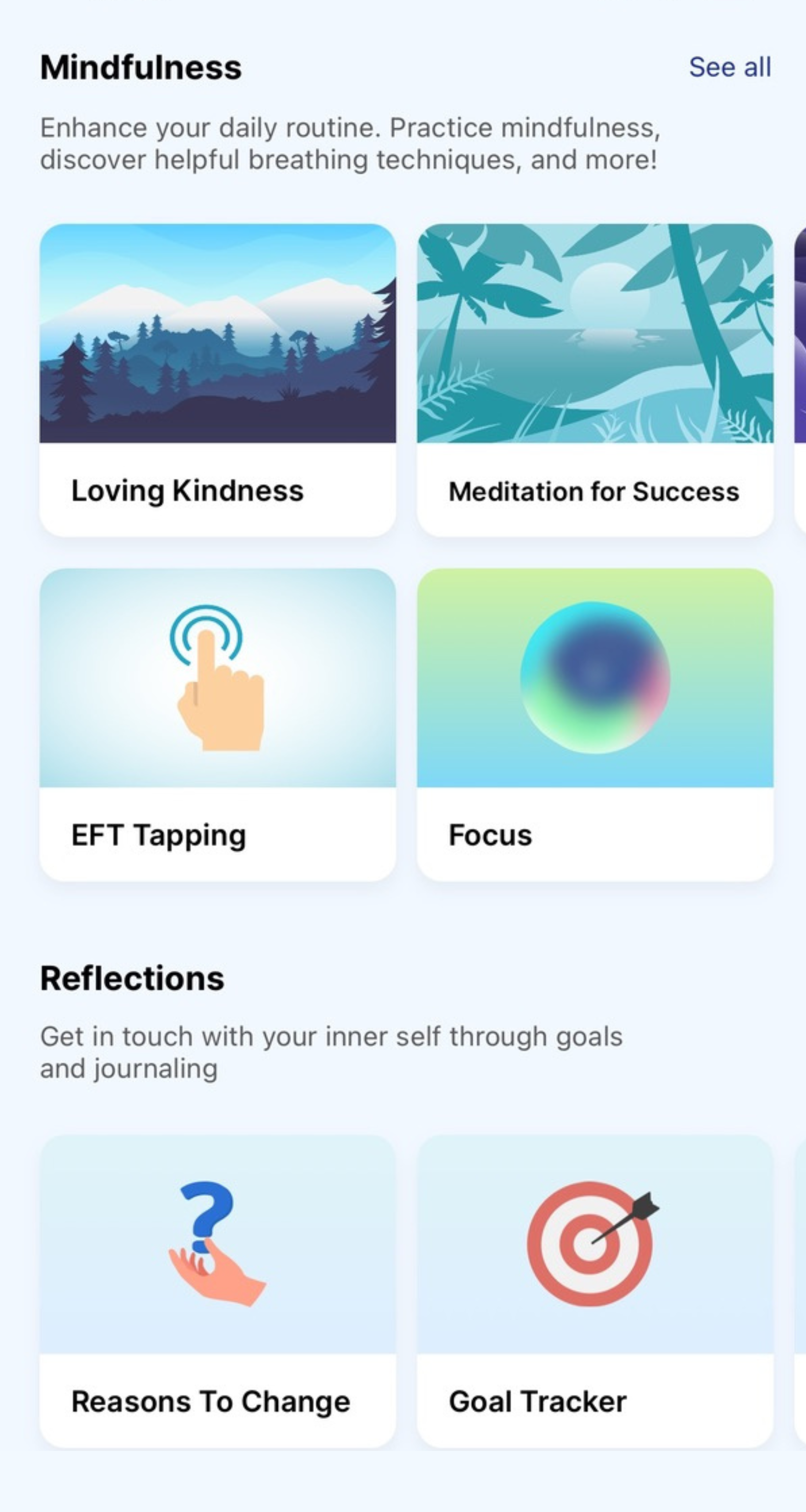 Screenshot of the Toolkit section within the Reframe app