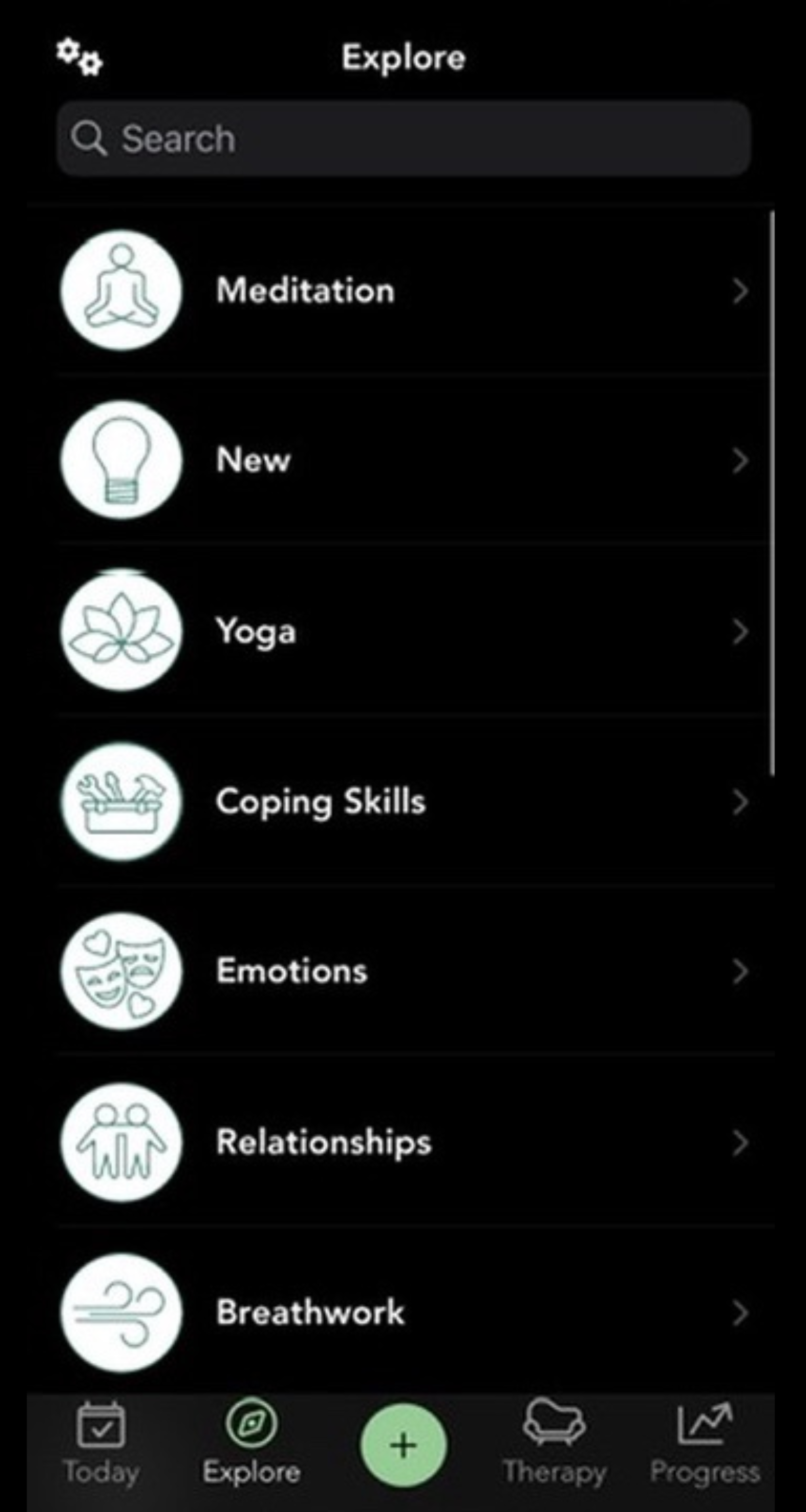 Screenshot of tools available in the Nobu app